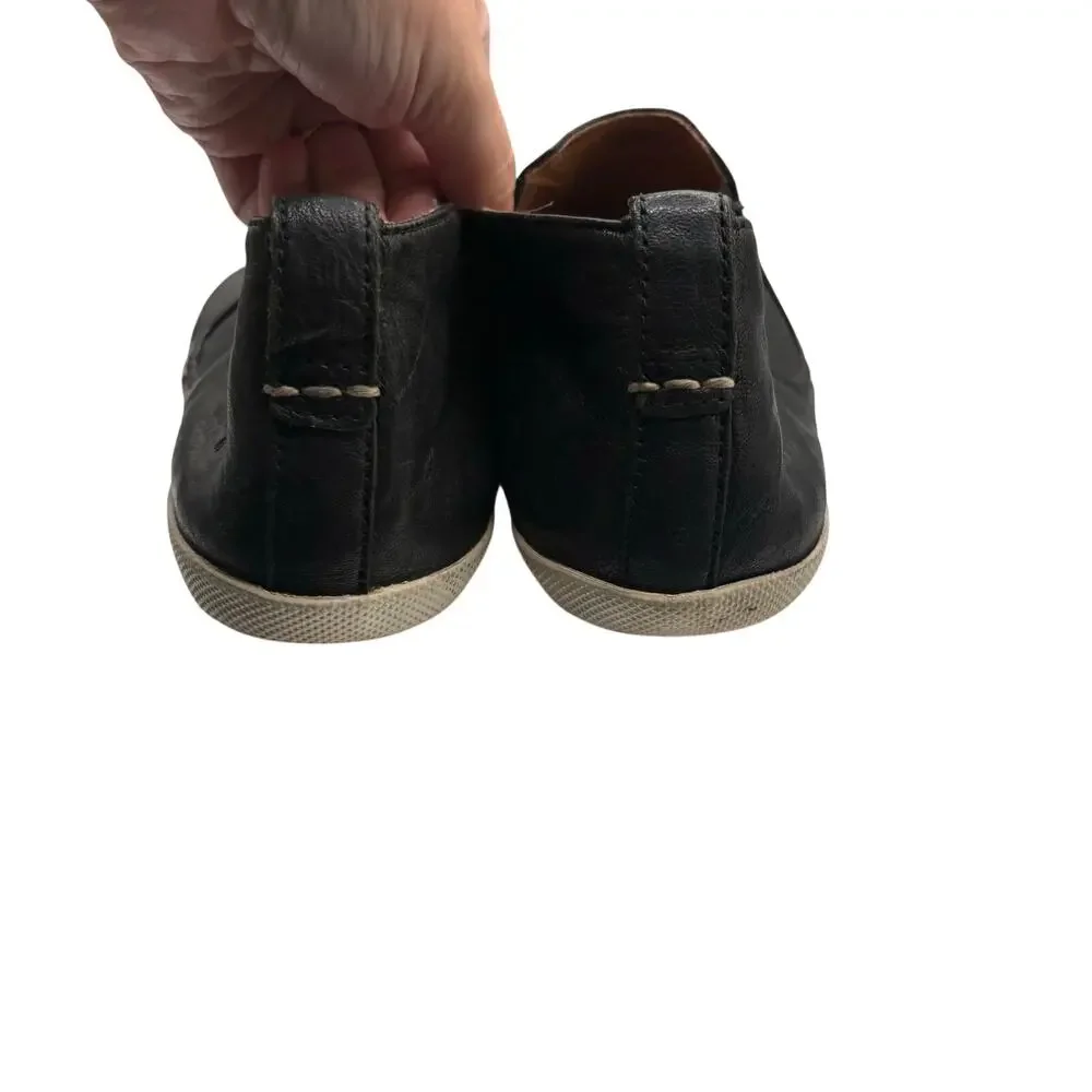 Frye Black Leather Slip On Flats Loafers Men’s Neutral Classic Preppy Minimal